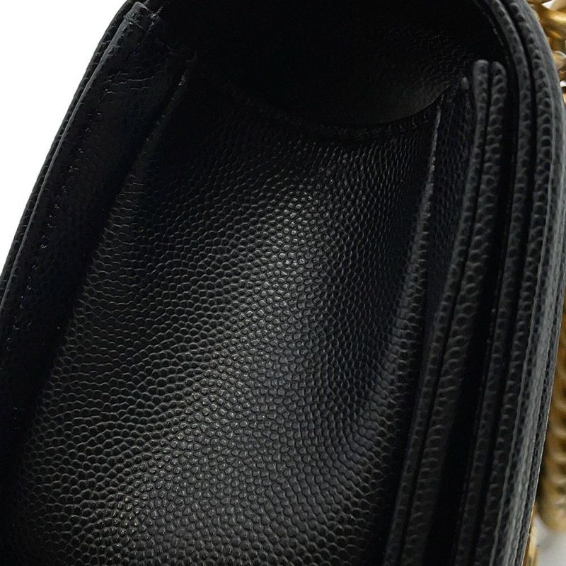 シャネル チェーンショルダーバッグ ボーイシャネル スモール マトラッセ ココマーク キャビアスキン A67085 CHANEL 黒
