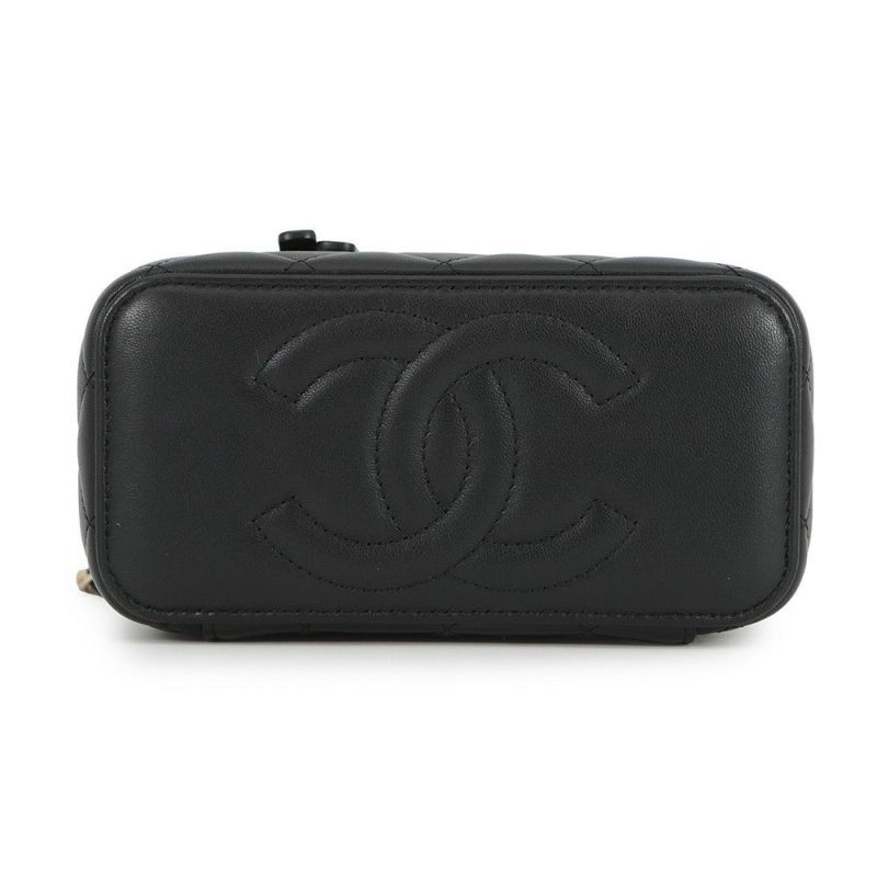 シャネル チェーンバニティバッグ マトラッセ ココマーク ラムスキン AP1472 CHANEL 黒
