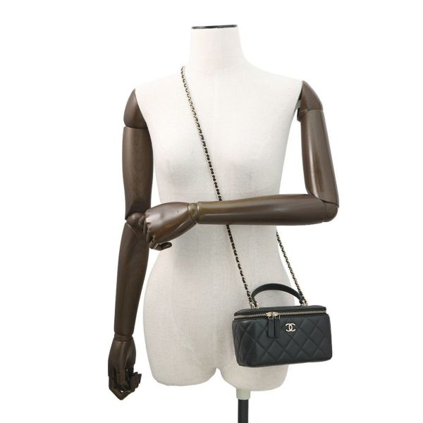 シャネル チェーンバニティバッグ マトラッセ ココマーク ラムスキン AP1472 CHANEL 黒