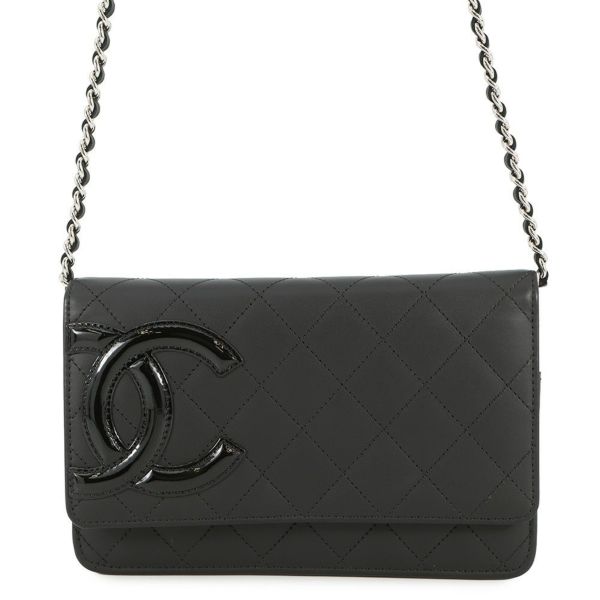 シャネル チェーンウォレット カンボンライン ココマーク A46646 CHANEL 財布 黒