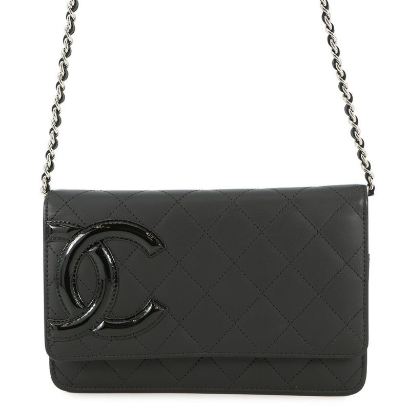 シャネル チェーンウォレット カンボンライン ココマーク A46646 CHANEL 財布 黒