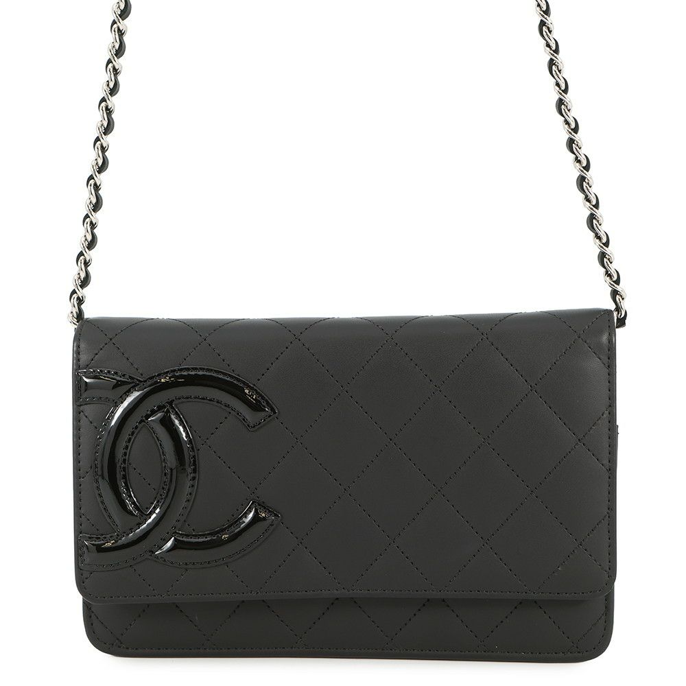シャネル チェーンウォレット カンボンライン ココマーク A46646 CHANEL 財布 黒