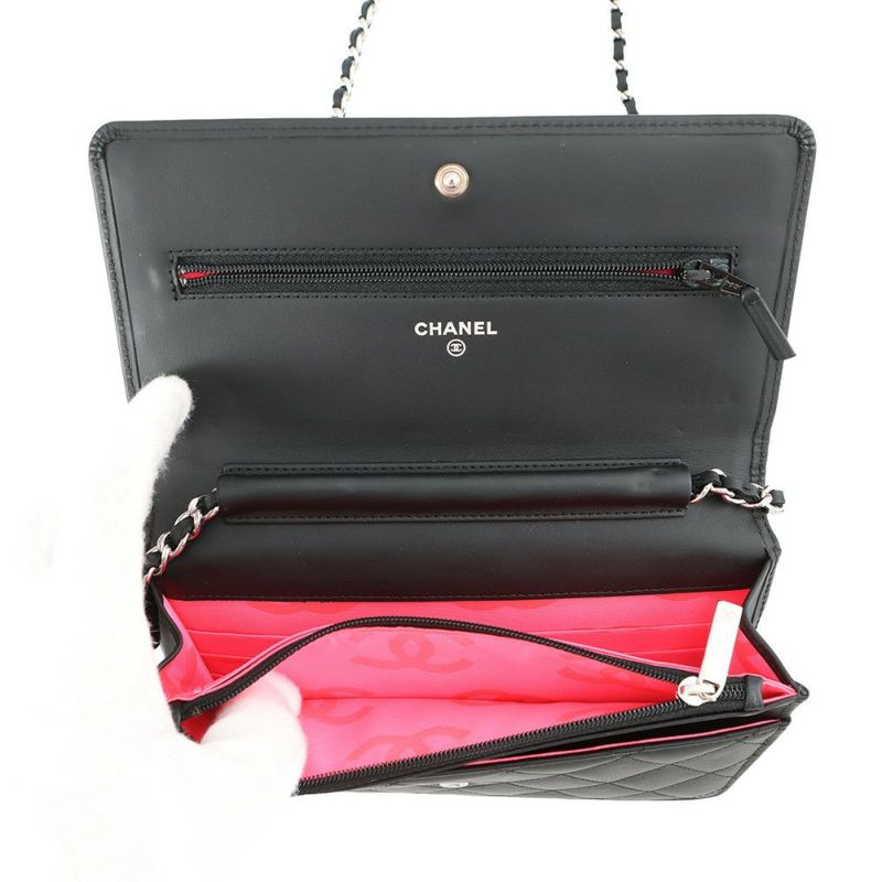 シャネル チェーンウォレット カンボンライン ココマーク A46646 CHANEL 財布 黒