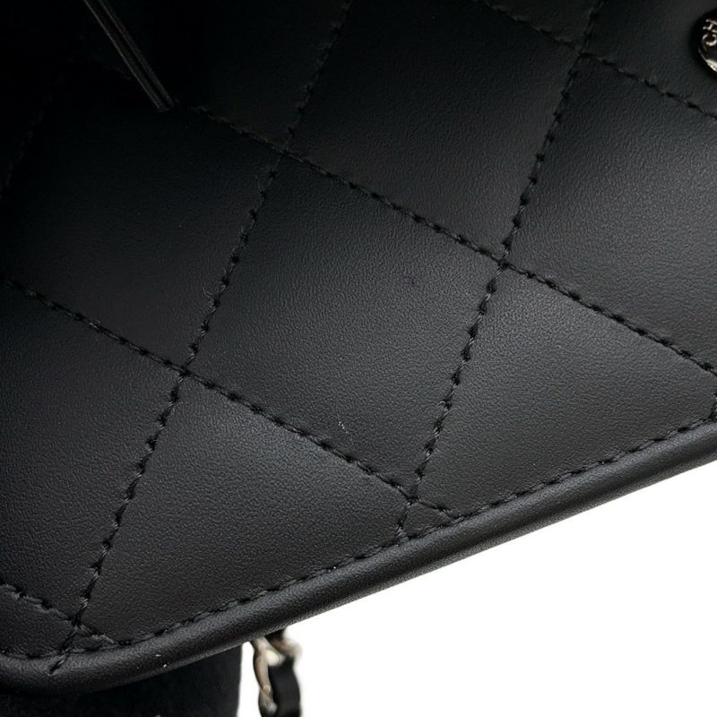 シャネル チェーンウォレット カンボンライン ココマーク A46646 CHANEL 財布 黒