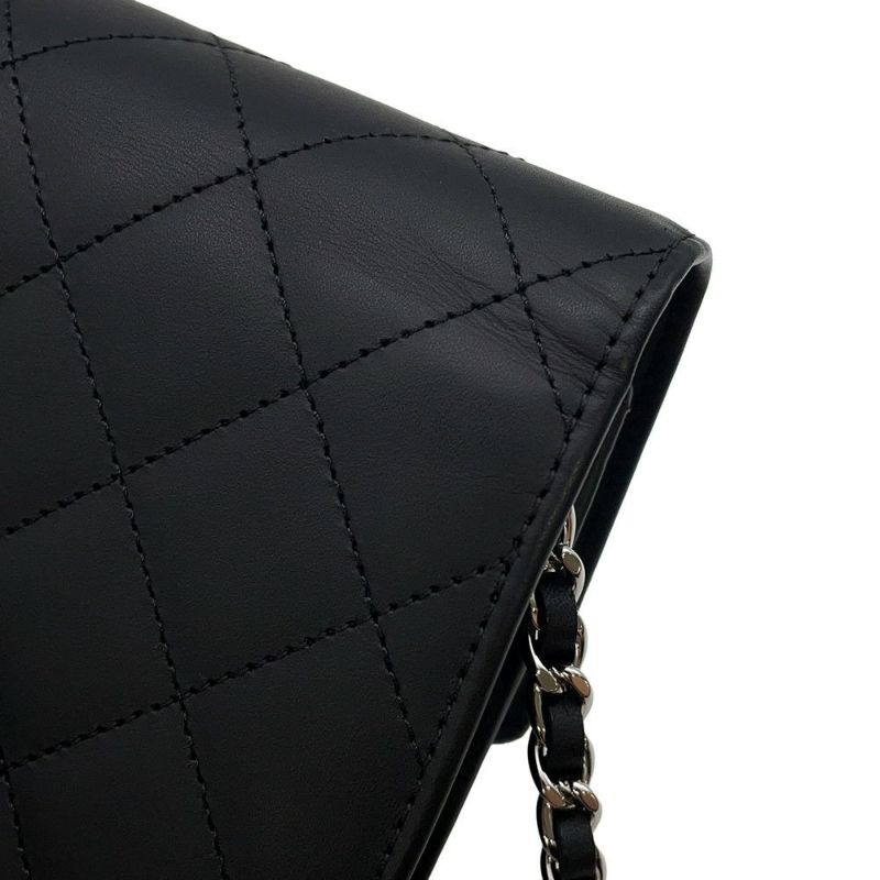 シャネル チェーンウォレット カンボンライン ココマーク A46646 CHANEL 財布 黒