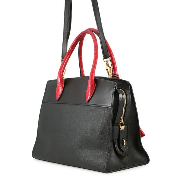プラダ ハンドバッグ エスプラナード クロコハンドル クロコダイル サフィアーノレザー 1BA046 PRADA 2way 黒