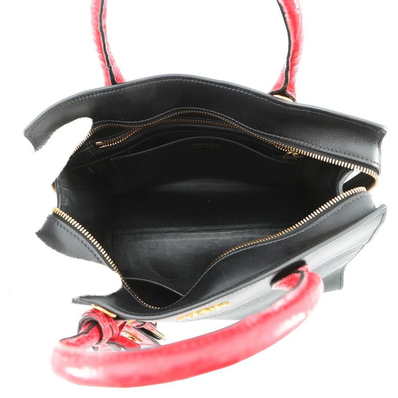 プラダ ハンドバッグ エスプラナード クロコハンドル クロコダイル サフィアーノレザー 1BA046 PRADA 2way 黒