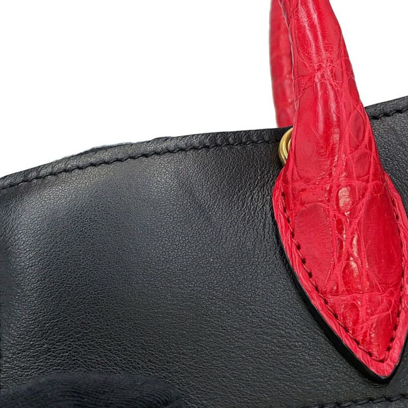 プラダ ハンドバッグ エスプラナード クロコハンドル クロコダイル サフィアーノレザー 1BA046 PRADA 2way 黒