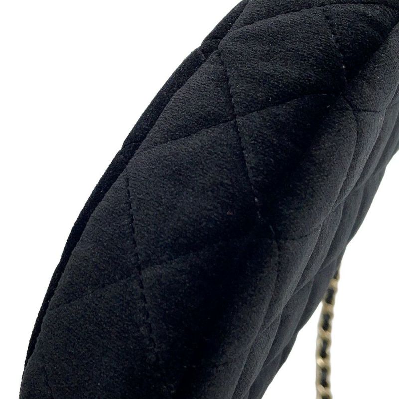 シャネル チェーンショルダーバッグ ココマーク マトラッセ ラインストーン ベロア CHANEL ノベルティ 2024イヤーズギフト 黒