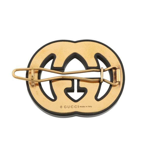 グッチ ヘアクリップ ダブルG ラインストーン 627917 GUCCI アクセサリー 黒