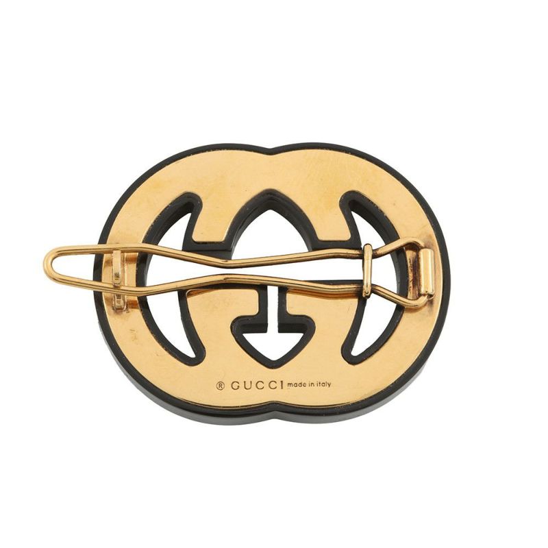 グッチ ヘアクリップ ダブルG ラインストーン 627917 GUCCI アクセサリー 黒
