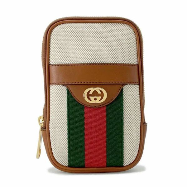 グッチ ベルトバッグ シェリーライン キャンバス レザー 581519 GUCCI ウエストバッグ フォンケース