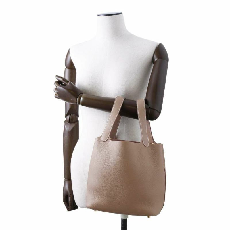 エルメス ハンドバッグ ピコタンロックMM エトゥープ/ゴールド金具 トリヨンクレマンス W刻印