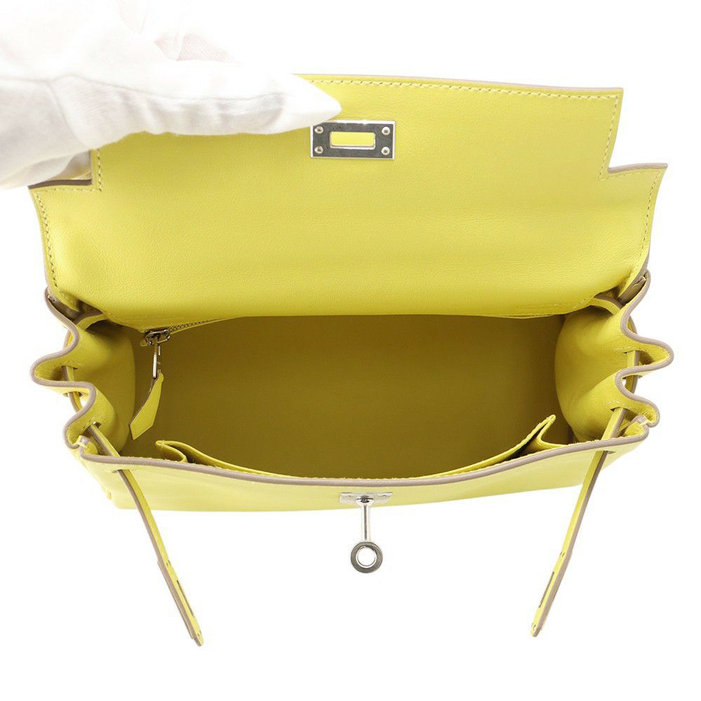 エルメス ハンドバッグ ケリー25 内縫い ライム/シルバー金具 スイフト Z刻印 2wayショルダー