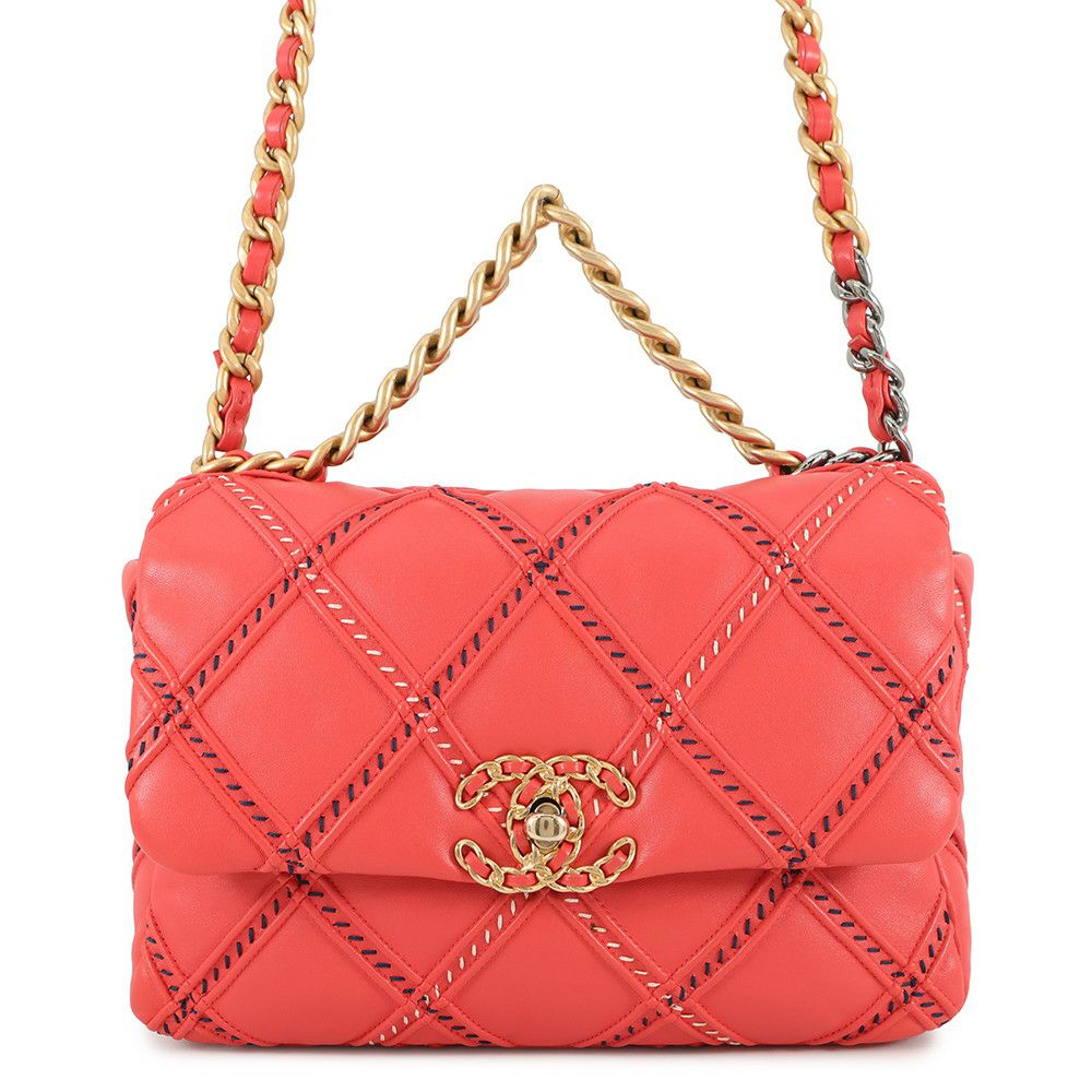 シャネル チェーンショルダーバッグ CHANEL19 マトラッセ ココマーク フラップ ステッチ ラムスキン AS1160 CHANEL