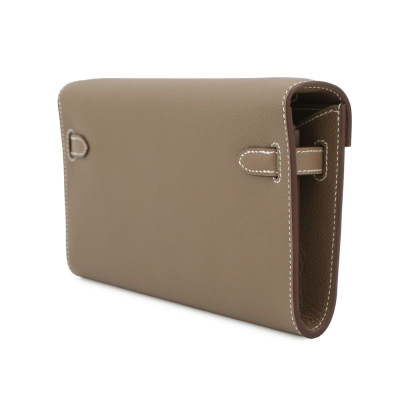 エルメス ケリーウォレット ロング トゥーゴー エトゥープ/シルバー金具 エバーカラー W刻印 財布