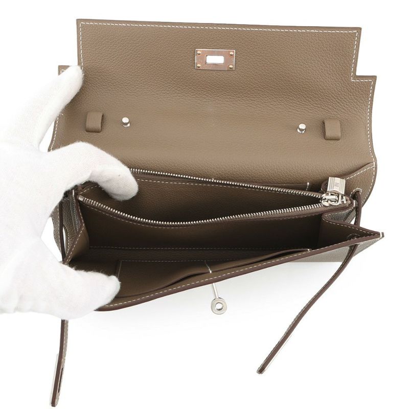 エルメス ケリーウォレット ロング トゥーゴー エトゥープ/シルバー金具 エバーカラー W刻印 財布