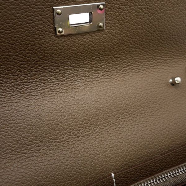 エルメス ケリーウォレット ロング トゥーゴー エトゥープ/シルバー金具 エバーカラー W刻印 財布