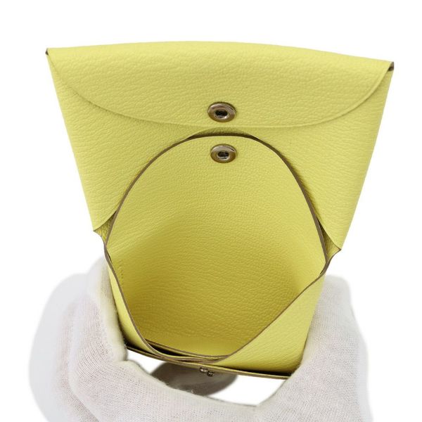 エルメス コインケース カルヴィ デュオ リモンチェッロ/シルバー金具 シェブルミゾル B刻印 財布