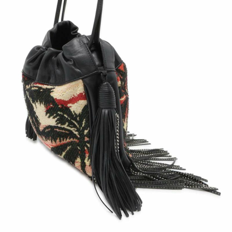 サンローランパリ ショルダーバッグ サンセット フリンジ バケットバッグ スモール 412691 SAINT LAURENT PARIS 黒