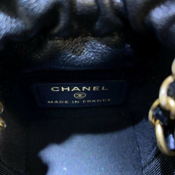 シャネル チェーンショルダーバッグ ココマーク ミニ巾着 ラムスキン CHANEL バッグ 黒