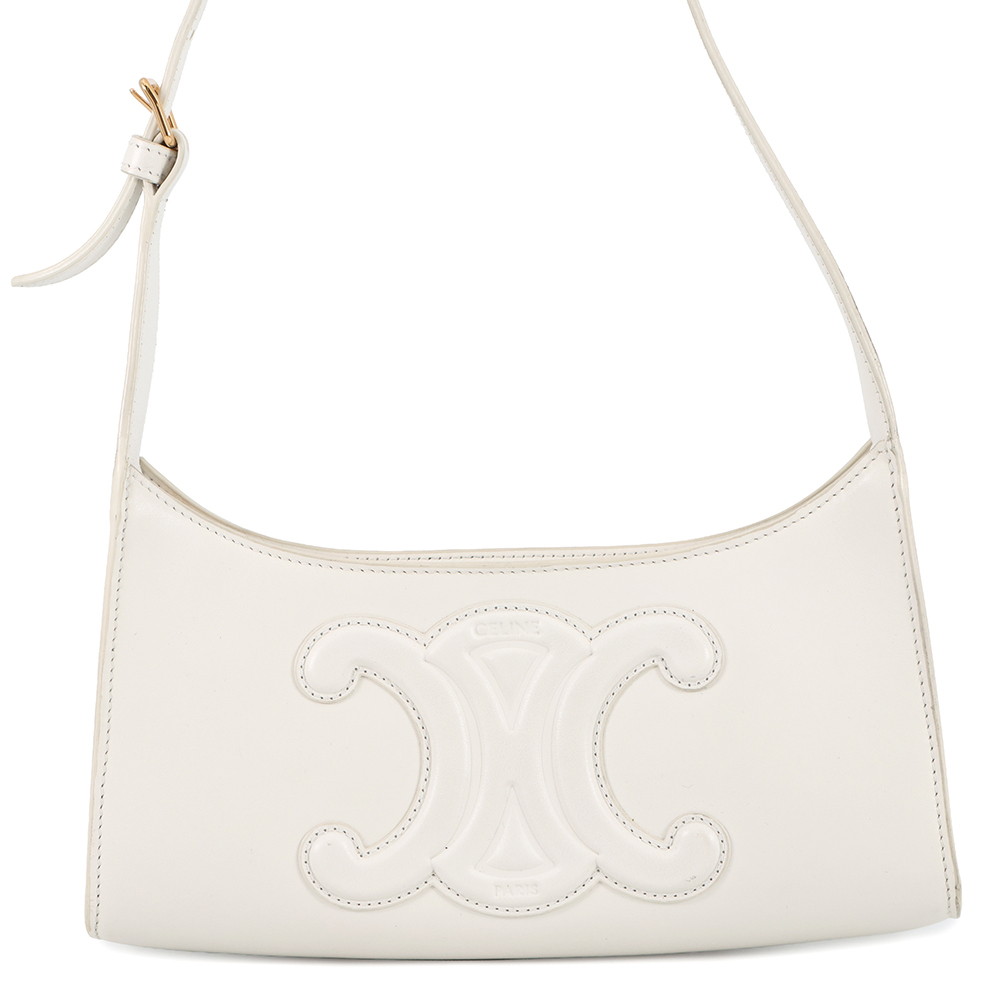 セリーヌ ショルダーバッグ キュイル トリオンフ レザー 198153 CELINE ワンショルダー 白
