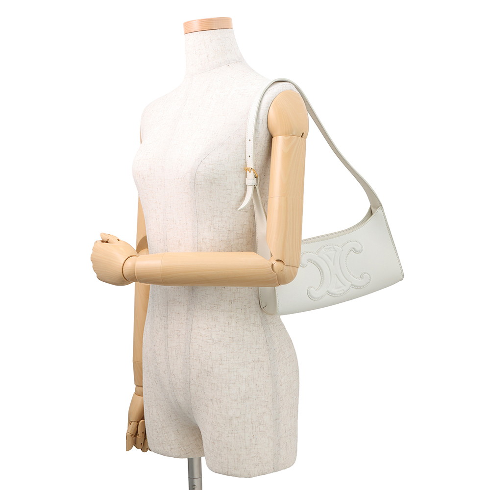 セリーヌ ショルダーバッグ キュイル トリオンフ レザー 198153 CELINE ワンショルダー 白
