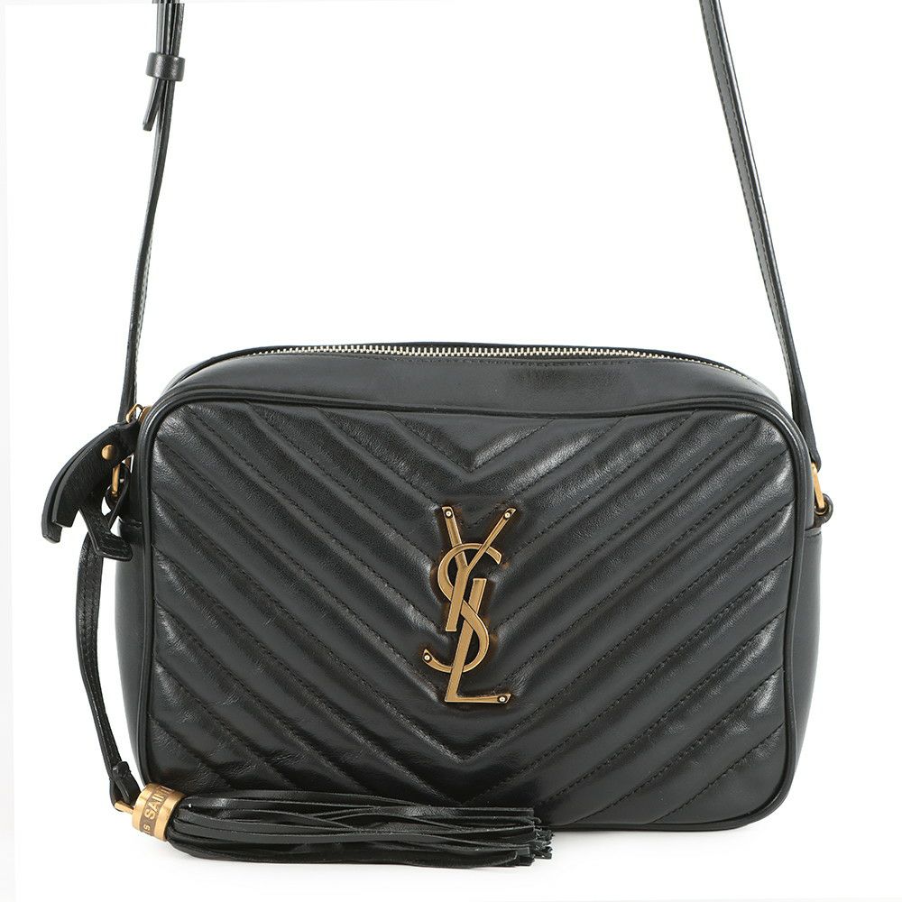 サンローランパリ ショルダーバッグ ルー カメラバッグ レザー 612544 SAINT LAURENT PARIS 黒 タッセル付き