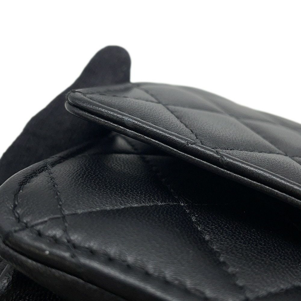 シャネル チェーンウォレット マトラッセ パール ココマーク ラムスキン AP2579 CHANEL 財布 黒