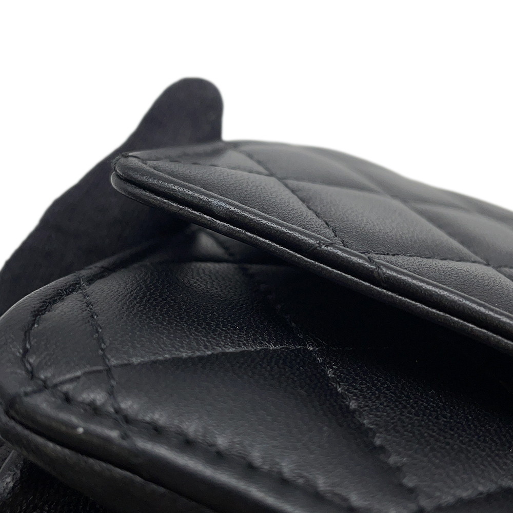 シャネル チェーンウォレット マトラッセ パール ココマーク ラムスキン AP2579 CHANEL 財布 黒