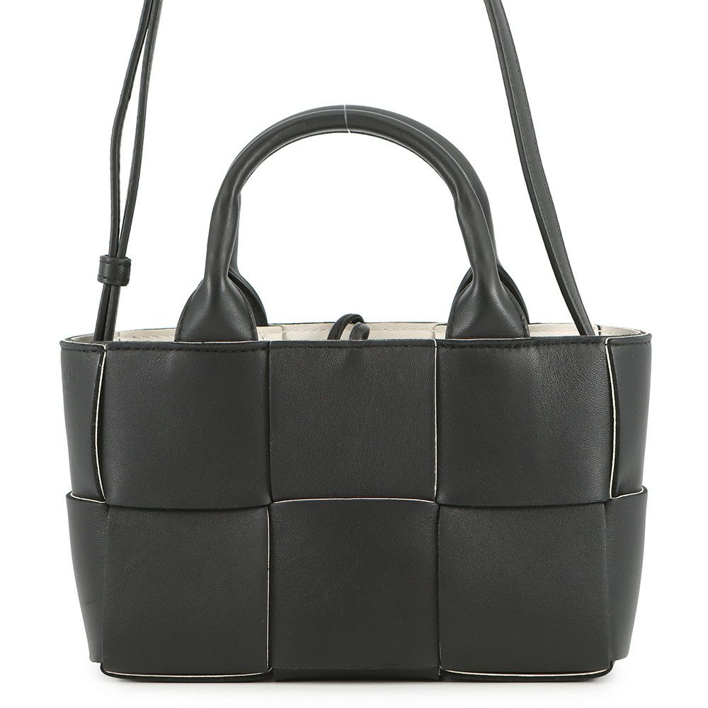 ボッテガヴェネタ ハンドバッグ マキシイントレチャート キャンディ アルコ レザー 729029 BOTTEGA VENETA 2way 黒 白