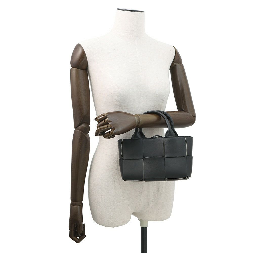 ボッテガヴェネタ ハンドバッグ マキシイントレチャート キャンディ アルコ レザー 729029 BOTTEGA VENETA 2way 黒 白