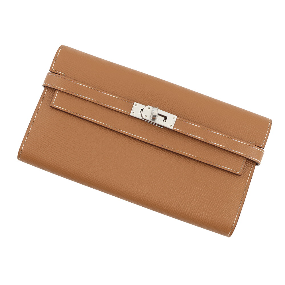エルメス 長財布 ケリーウォレット ロング ゴールド/シルバー金具 エプソン C刻印 HERMES 財布