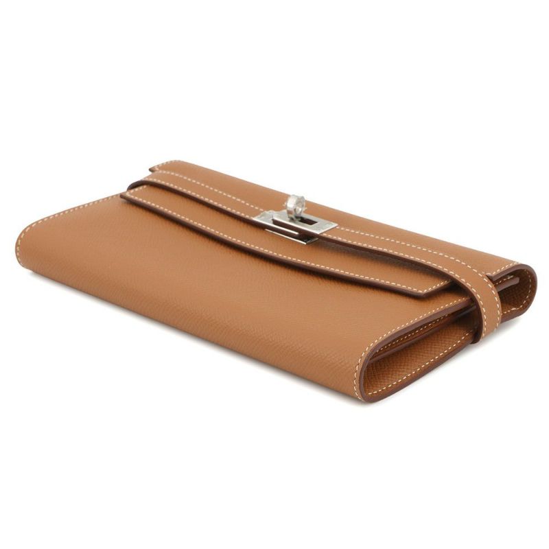エルメス 長財布 ケリーウォレット ロング ゴールド/シルバー金具 エプソン C刻印 HERMES 財布