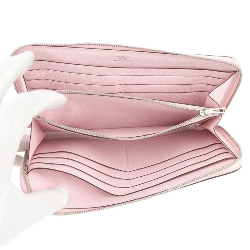 エルメス 長財布 アザップロング クラシック ローズサクラ/シルバー金具 スイフト X刻印 財布