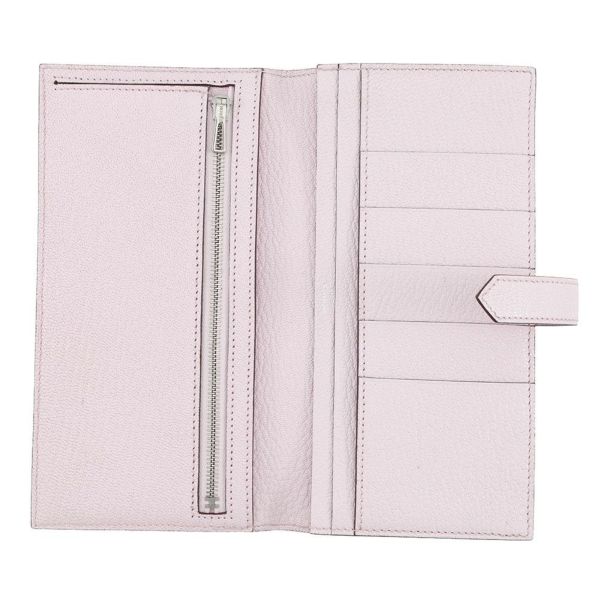 エルメス 長財布 ベアンスフレ モーヴペール/シルバー金具 シェブルミゾル K刻印 HERMES 財布 シェーブル