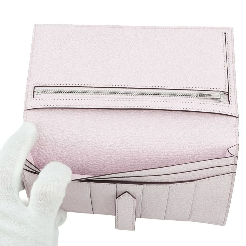 エルメス 長財布 ベアンスフレ モーヴペール/シルバー金具 シェブルミゾル K刻印 HERMES 財布 シェーブル
