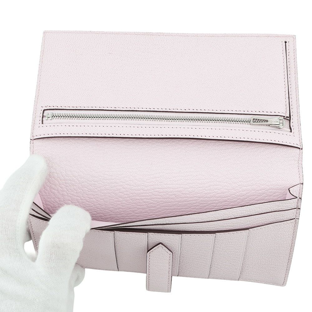 エルメス 長財布 ベアンスフレ モーヴペール/シルバー金具 シェブルミゾル K刻印 HERMES 財布 シェーブル
