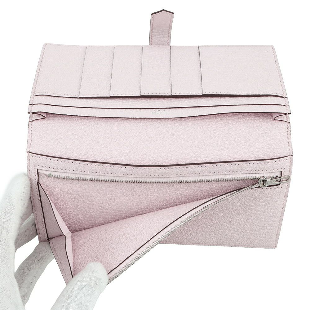 エルメス 長財布 ベアンスフレ モーヴペール/シルバー金具 シェブルミゾル K刻印 HERMES 財布 シェーブル