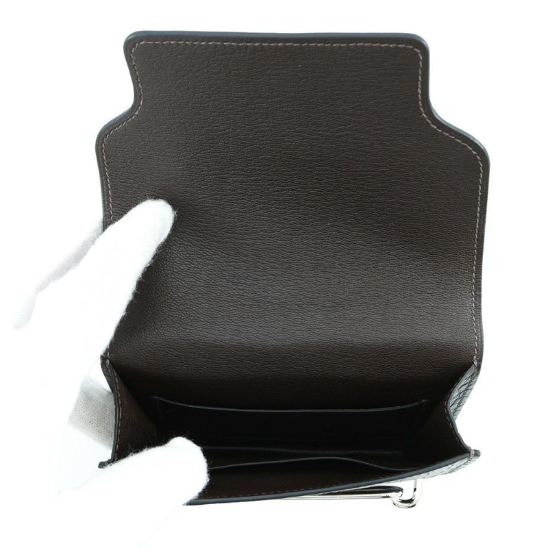 エルメス 財布 ロウリス ルリ スリム エベンヌ/シルバー金具 アリゲーターマット D刻印 財布