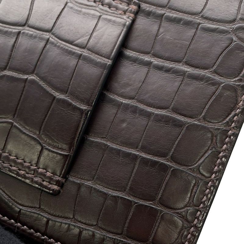 エルメス 財布 ロウリス ルリ スリム エベンヌ/シルバー金具 アリゲーターマット D刻印 財布