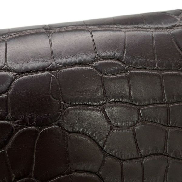 エルメス 財布 ロウリス ルリ スリム エベンヌ/シルバー金具 アリゲーターマット D刻印 財布