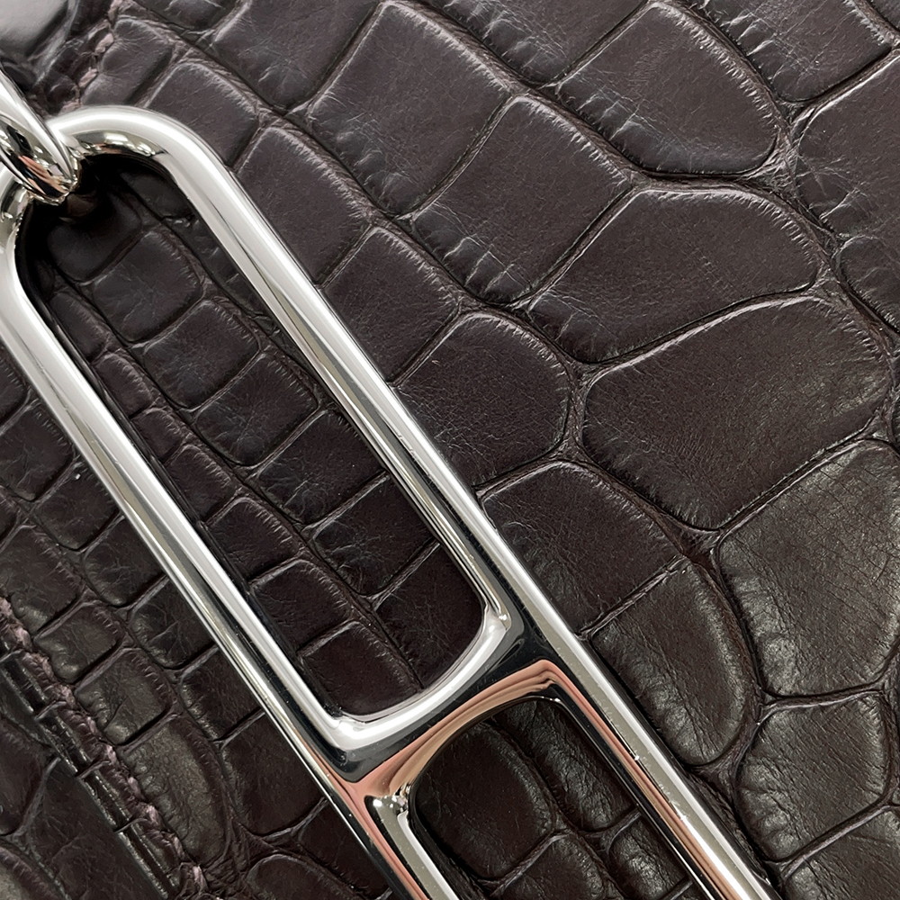 エルメス 財布 ロウリス ルリ スリム エベンヌ/シルバー金具 アリゲーターマット D刻印 財布