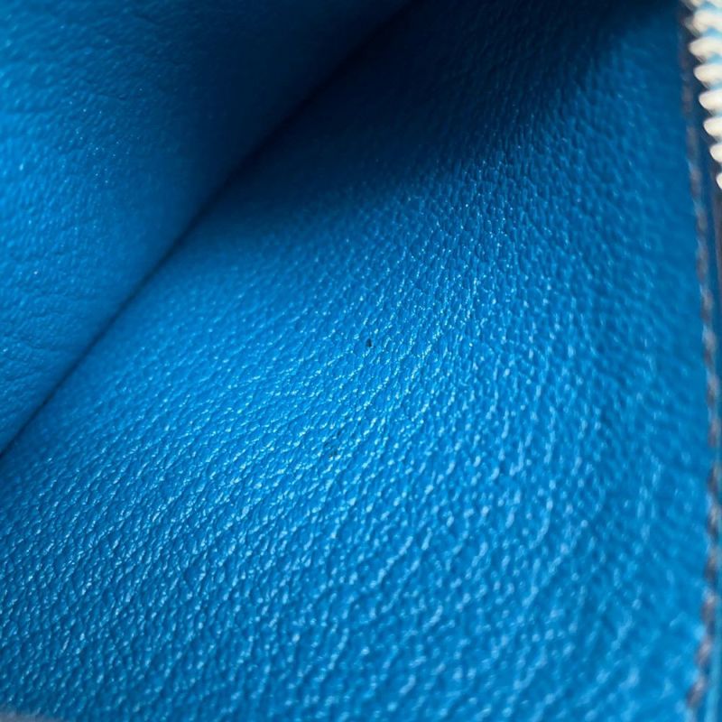 エルメス 財布 ロウリス ルリ スリム ブルーペトロール/シルバー金具 リザード W刻印 財布