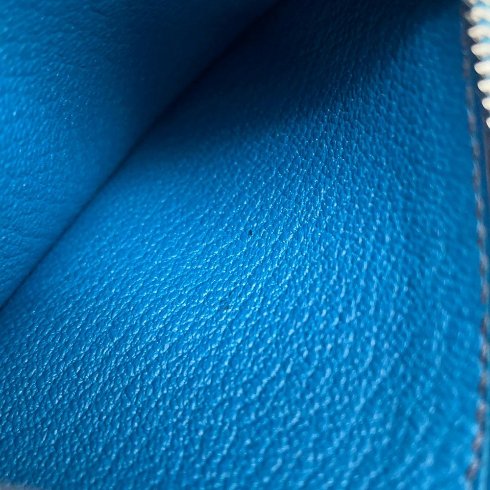 エルメス 財布 ロウリス ルリ スリム ブルーペトロール/シルバー金具 リザード W刻印 財布