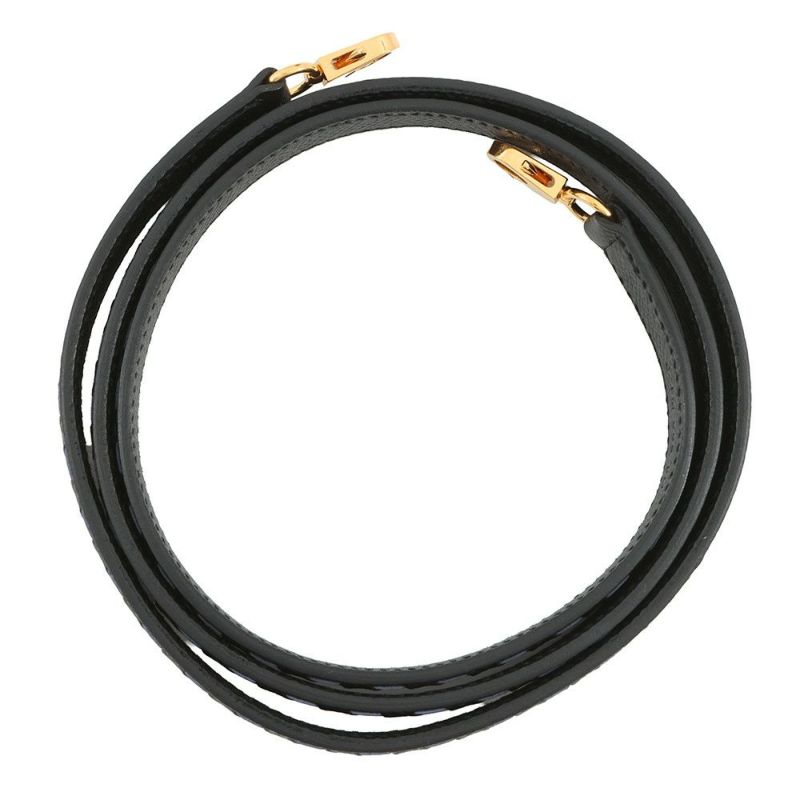 エルメス ショルダーストラップ バンドリエールトレサージュドゥキュイール ブラック/ブルーアンクル/ゴールド金具 エプソン C刻印 黒