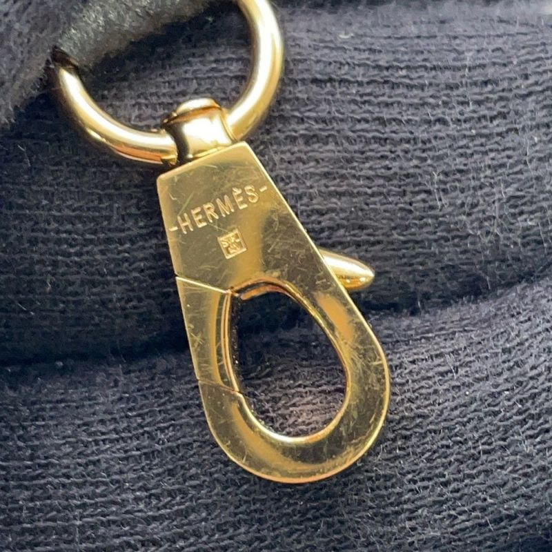 エルメス ショルダーストラップ バンドリエールトレサージュドゥキュイール ブラック/ブルーアンクル/ゴールド金具 エプソン C刻印 黒