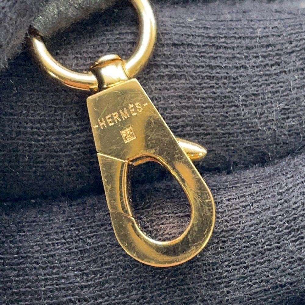 エルメス ショルダーストラップ バンドリエールトレサージュドゥキュイール ブラック/ブルーアンクル/ゴールド金具 エプソン C刻印 黒