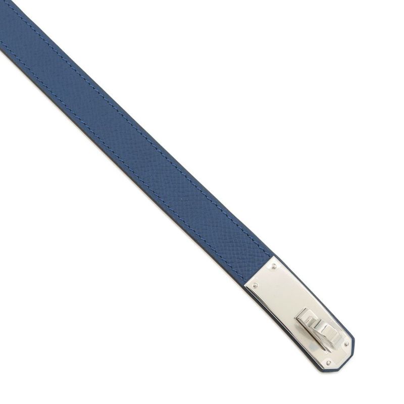 エルメス べルト ケリー・ポケット18 ブルーネイビー/シルバー金具 エプソン K刻印 ポーチ付き