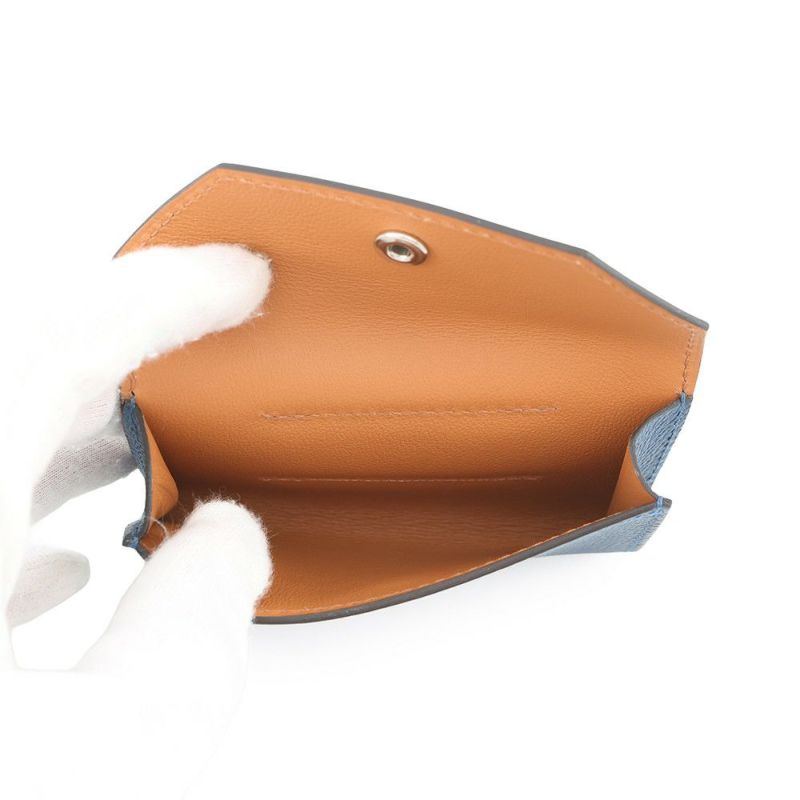 エルメス べルト ケリー・ポケット18 ブルーネイビー/シルバー金具 エプソン K刻印 ポーチ付き